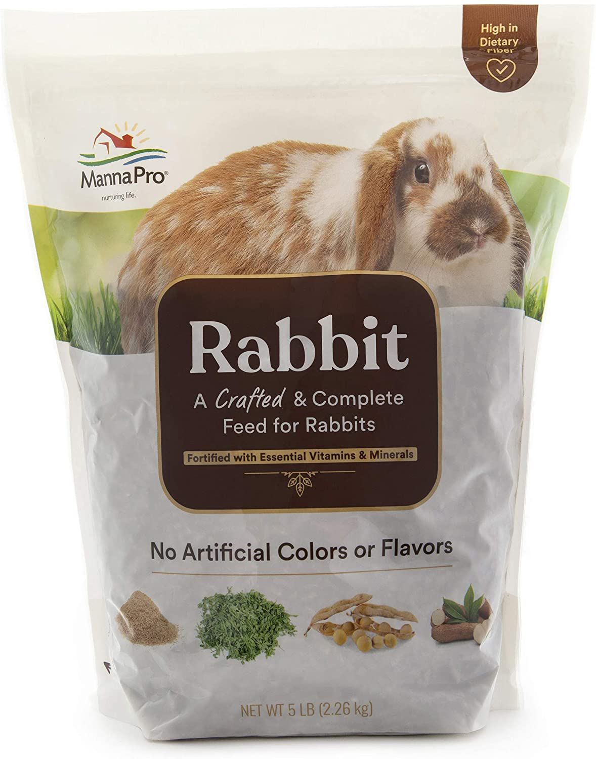 Manna Pro Rabbit Feed | with Vitamins & Minerals | Complete Feed for Rabbits | No Artificial Colors or Flavors | 5Lb