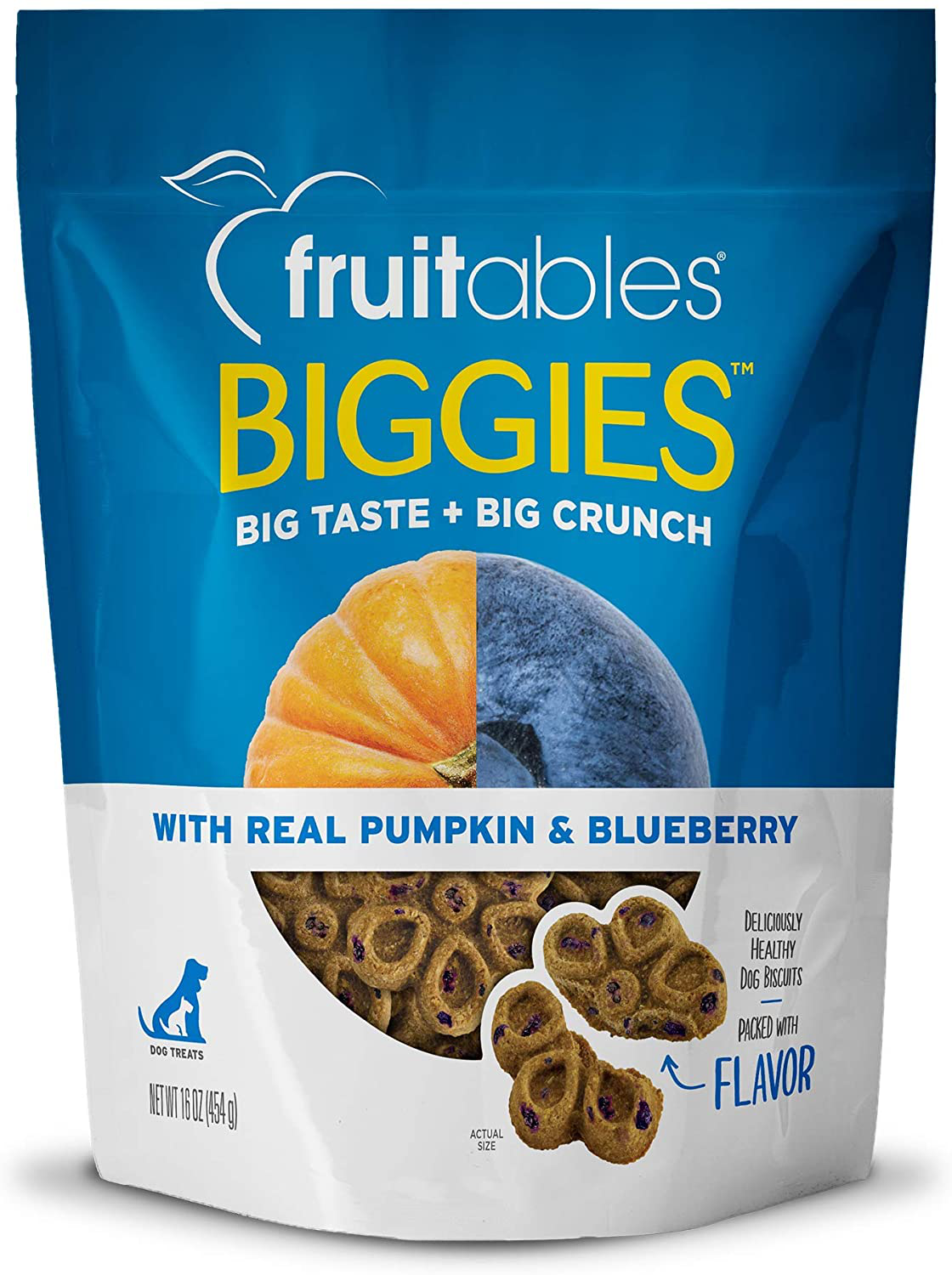 Fruitables Biggies Dog Biscuits, Crunchy Dog Biscuits Made with Pumpkin, Healthy Dog Treats Packed with Flavor, Free of Wheat, Corn and Soy Animals & Pet Supplies > Pet Supplies > Dog Supplies > Dog Treats Fruitables Pumpkin & Blueberry 1 Pound (Pack of 1) 