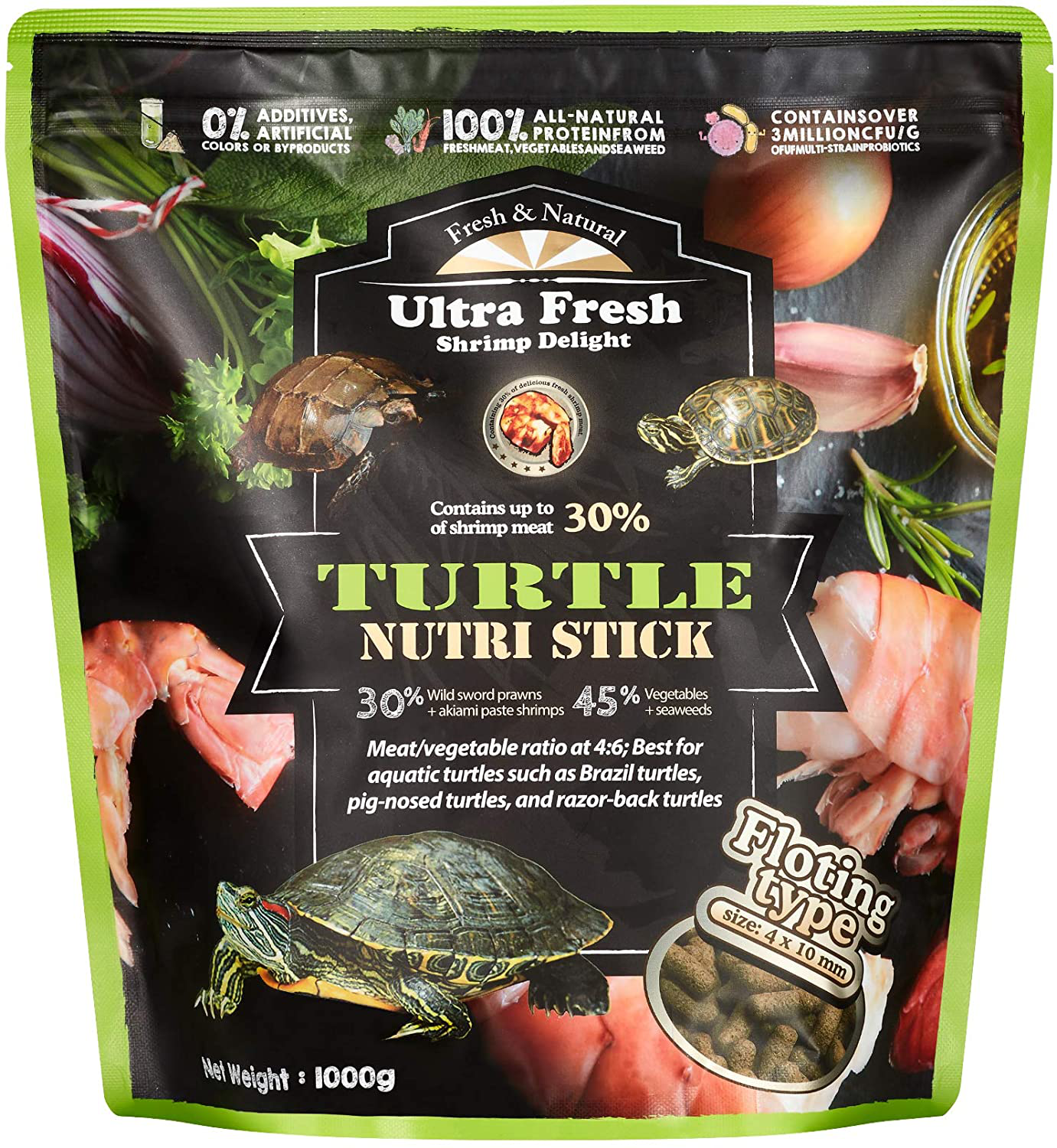 Ultra Fresh - Turtle Nutri Stick, Wild Sword Prawn, Calcium & Vitamin D-Enriched Aquatic Turtle Food with Probiotics for Picky Turtles Animals & Pet Supplies > Pet Supplies > Reptile & Amphibian Supplies > Reptile & Amphibian Food Ultra Fresh 2.2 Pound (Pack of 1)  