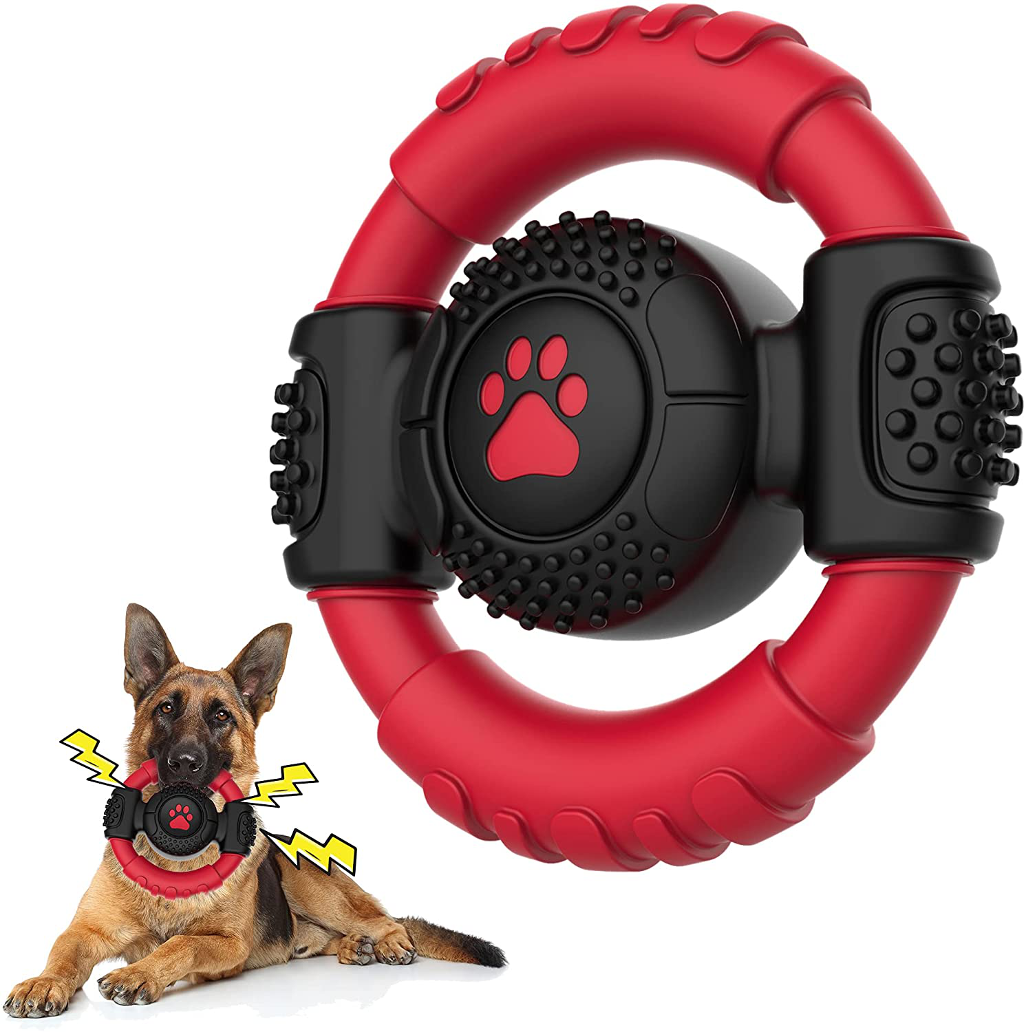 Dog Toys for Aggressive Chewers, Chew Toy Made from Non-Toxic Nylon and Durable Natural Rubber, Squeaky Toys for Medium and Large Breed Animals & Pet Supplies > Pet Supplies > Dog Supplies > Dog Toys LETCHEW Steering Wheel  