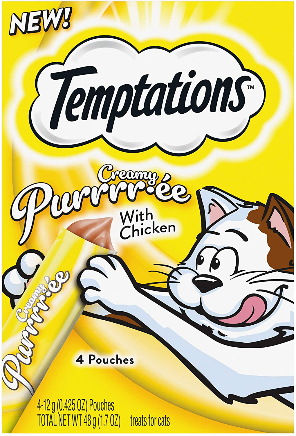 Temptations Creamy Purrrr-Ee Lickable Purée Cat Treats, 44 Pouches, Multiple Flavors Animals & Pet Supplies > Pet Supplies > Bird Supplies > Bird Treats Temptations Chicken  