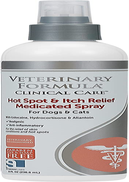 Veterinary Formula Clinical Care Hot Spot & Itch Relief Medicated Spray/Shampoo for Dogs & Cats Animals & Pet Supplies > Pet Supplies > Small Animal Supplies > Small Animal Food Veterinary Formula Spray (8 oz)  