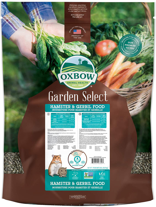 Oxbow Animal Health Garden Select Hamster and Gerbil Food, Garden-Inspired Recipe for Hamsters and Gerbils, Non-Gmo, Made in the USA, 20 Pound Bag Animals & Pet Supplies > Pet Supplies > Small Animal Supplies > Small Animal Food Oxbow   