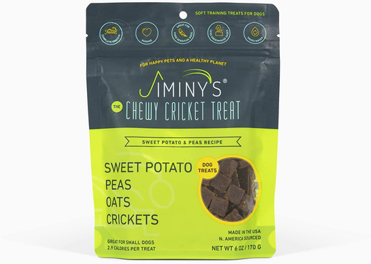 Jiminy'S Cricket Protein Sweet Potato and Pea Soft & Chewy Dog Training Treats | 100% Made in the USA | Gluten-Free | Sustainable | Limited Ingredients | High Protein | Hypoallergenic Animals & Pet Supplies > Pet Supplies > Dog Supplies > Dog Treats Jiminy's   