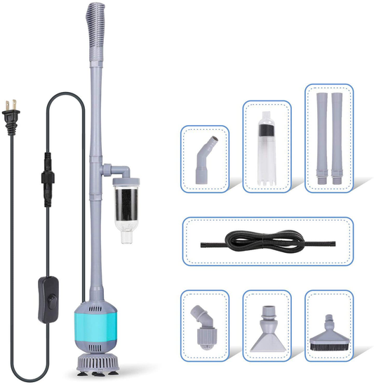 Hygger Electric Aquarium Gravel Cleaner, 5 in 1 Automatic Fish Tank Cleaning Tool Set Vacuum Water Changer Sand Washer Filter Siphon Adjustable Length Animals & Pet Supplies > Pet Supplies > Fish Supplies > Aquarium Cleaning Supplies hygger Grey  
