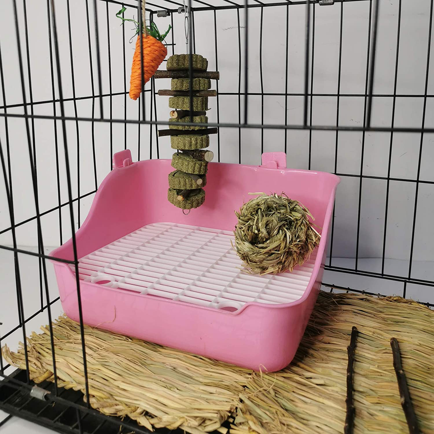 Small Animal Rabbit Litter Toilet, Plastic Square Cage Box, Corner Pan with Grate, Potty Training for Bunny, Guinea Pigs, Chinchilla, Ferret, Galesaur, Hamster Animals & Pet Supplies > Pet Supplies > Small Animal Supplies > Small Animal Bedding Hamiledyi   