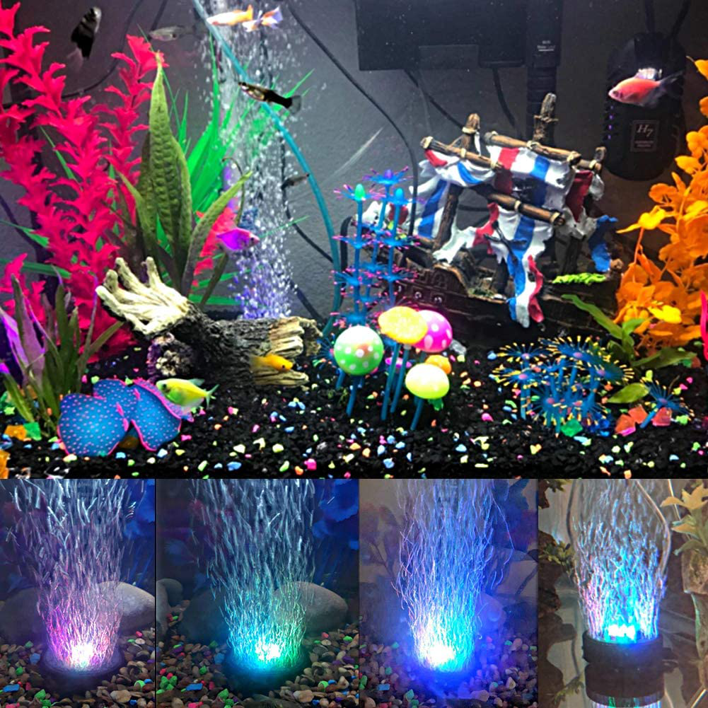 Mingdak LED Aquarium Air Bubble Light Fish Tank Air Bubble Stone Disk round with 6 LED Light for Fish Tank Aquarium Animals & Pet Supplies > Pet Supplies > Fish Supplies > Aquarium Air Stones & Diffusers MingDak   