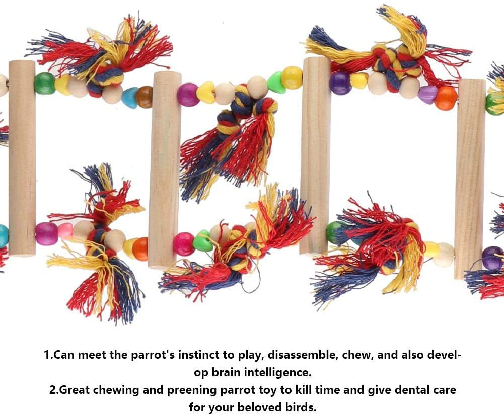 HEEPDD Parrot Hanging Ladder Toys, Bird Nature Wood Chewing Playthings Parakeets Conures Hanging Swinging Standing Perch Cage Accessory for Small and Medium-Sized Parrots Animals & Pet Supplies > Pet Supplies > Bird Supplies > Bird Ladders & Perches HEEPDD   