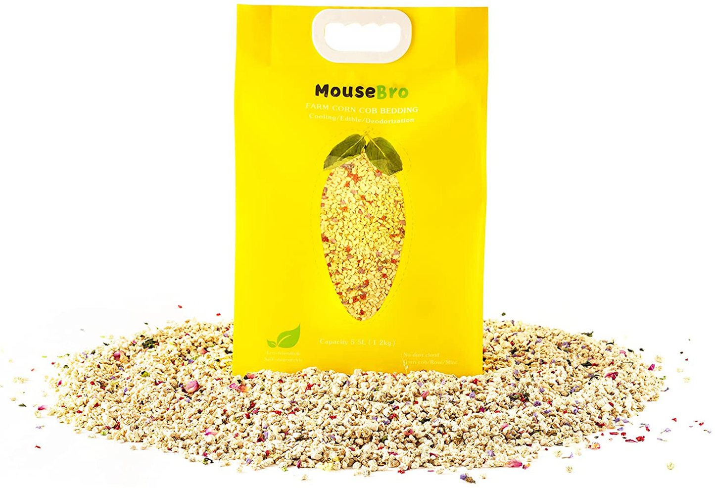 Mousebro Natural Mixed Hamster Bath Sand/Wood/Corn Cob Hamster Bedding for Syrian Dwarf Hamsters Gerbils Mice Lizard and Other Small Animals