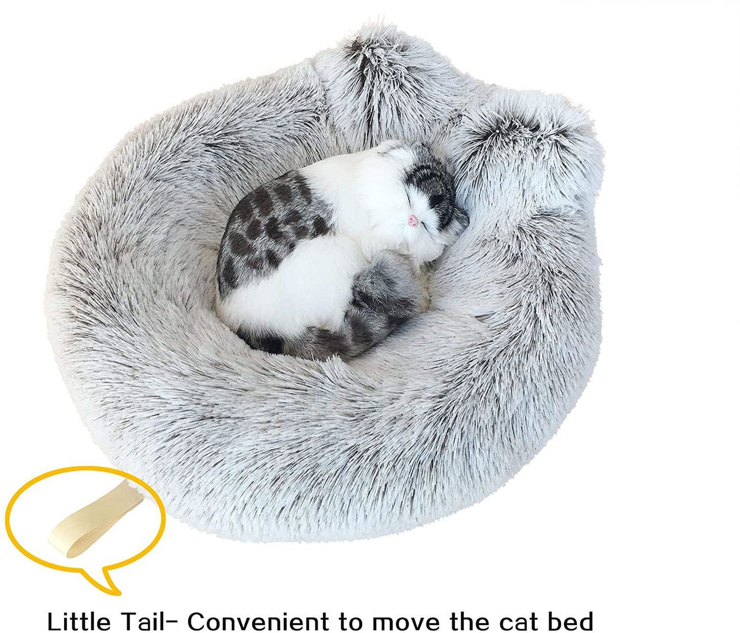 GRITALY Cat Beds Indoor Cats, 20 Inches Donut Pet Bed Cats or Small Dogs up 12Lbs, Anti-Slip Water-Resistant Bottomself Warming Washable Fabric Pet Supplies, Whitebrown, 20X10X7 Inch (Pack of 1) Animals & Pet Supplies > Pet Supplies > Cat Supplies > Cat Furniture GRITALY   