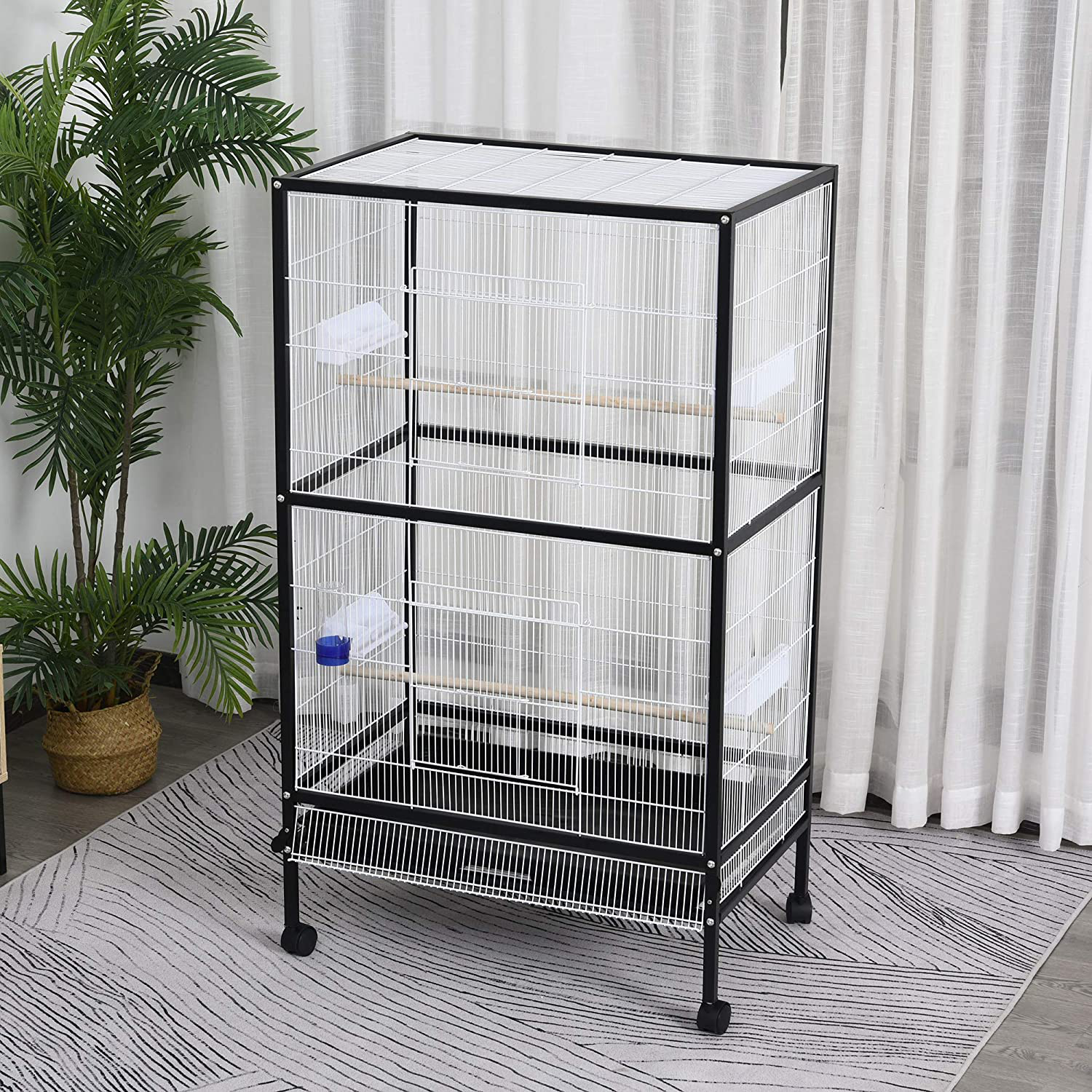 Pawhut 54” Rolling Flight Cage Extra Large Bird House Animals & Pet Supplies > Pet Supplies > Bird Supplies > Bird Cages & Stands PawHut   