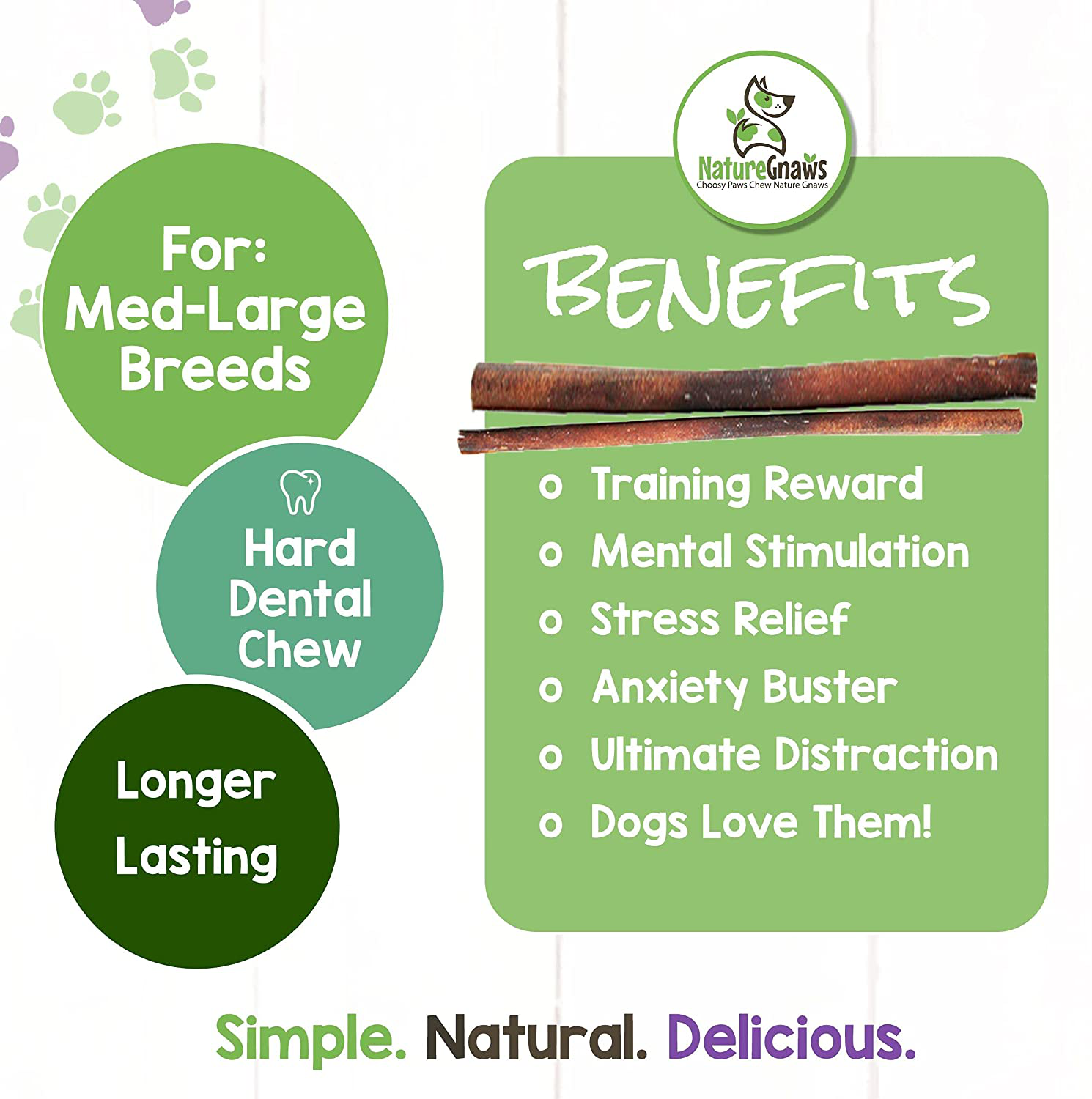 Nature Gnaws 12 Inch Bully Sticks for Dogs - Premium Natural Tasty Beef Bones - Simple Long Lasting Dog Chew Treats - Rawhide Free Animals & Pet Supplies > Pet Supplies > Small Animal Supplies > Small Animal Treats Nature Gnaws   