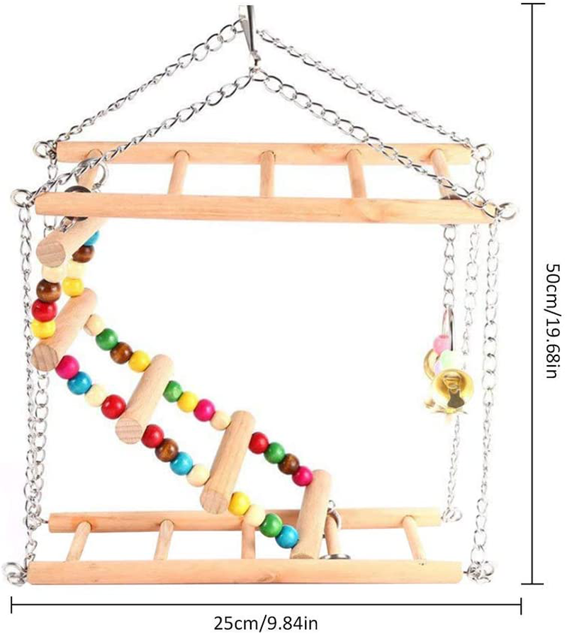 Hypeety Bird Wood Double Perch Ladder Puzzle Toy Luxury Bendable Ladder for Small Parakeets Cockatiels Conures Macaws Parrots Love Birds Finches Swing Perch Sets Toys Animals & Pet Supplies > Pet Supplies > Bird Supplies > Bird Ladders & Perches Hypeety   