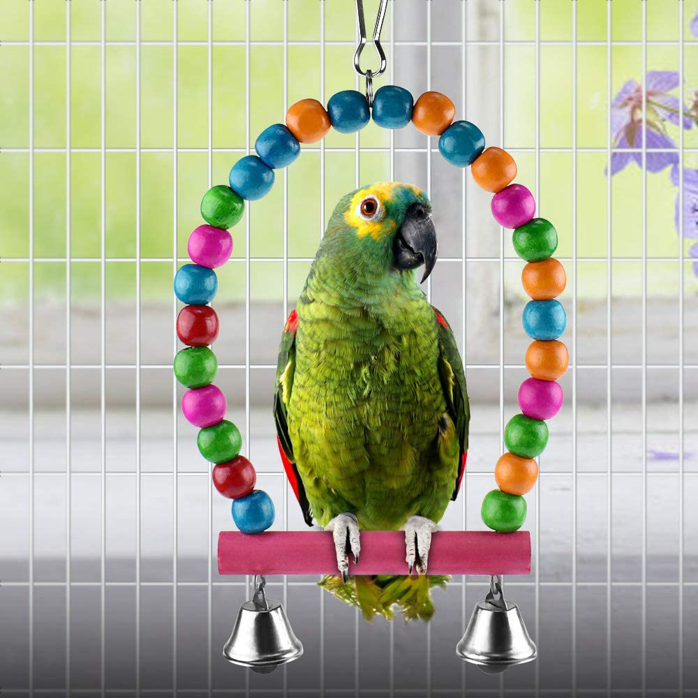 KATUMO 6 Pcs Bird Parrot Toys, Bird Swing Toy Colorful Chewing Hanging Hammock Swing Bell Pet Climbing Ladders Toys Bird Toys for Parrots, Parakeet, Conure, Cockatiel, Mynah, Love Birds Animals & Pet Supplies > Pet Supplies > Bird Supplies > Bird Ladders & Perches KATUMO   