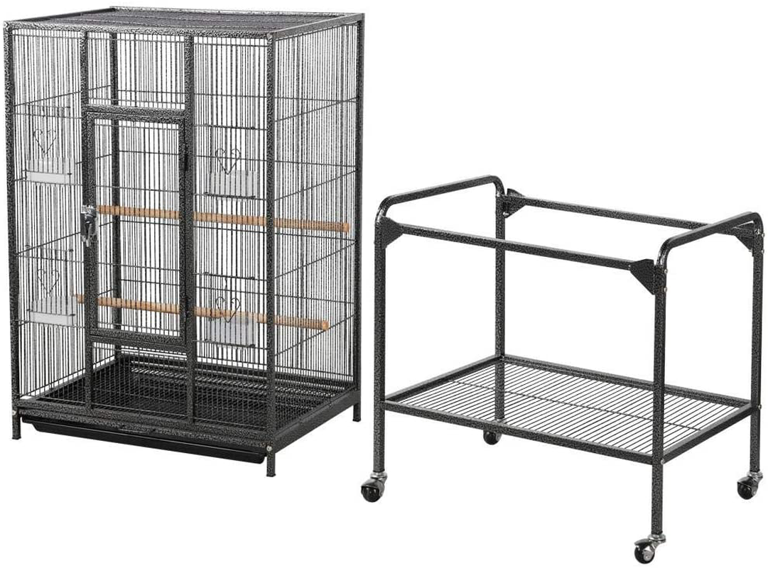 Topeakmart 53.5-Inch Bird Cage with Stand Wrought Iron Construction Bird Cage for Parrots Cockatiels Conures Parakeets Budgies Finches Birdcage Animals & Pet Supplies > Pet Supplies > Bird Supplies > Bird Cages & Stands Topeakmart   