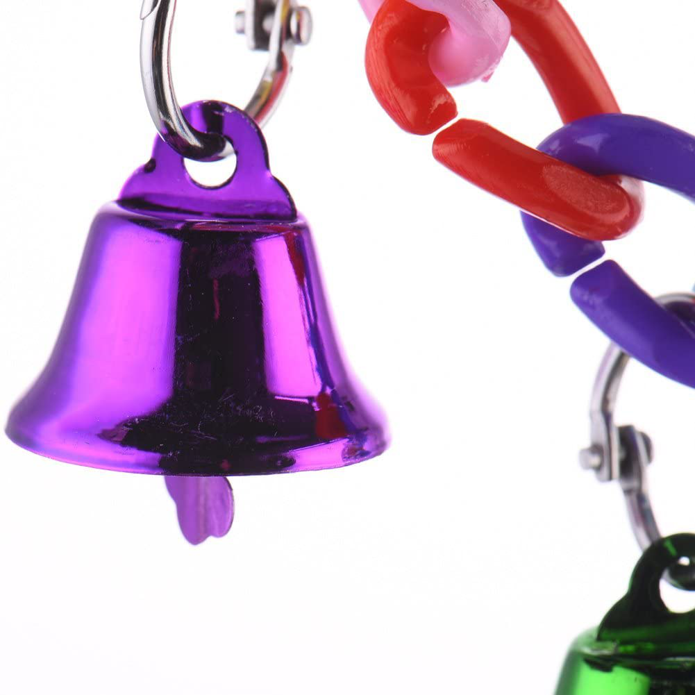 Hypeety Bird Parrot Ringer Bells Toy Colourful Hanging Swing Bridge Ladder Pet Hamster Parrot Acrylic Chew Perch Metal Bell Birds Toy Lovebird Cage Accessories