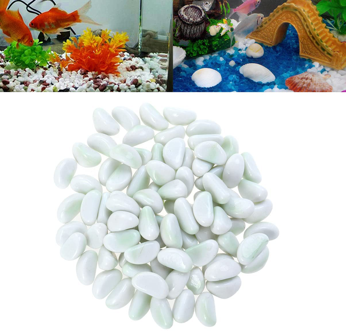 Balacoo Aquarium Natural Gravel Polished Substrate Stones Fish Tank Decorative Pebbles Underwater Landscaping for Vase Fillers,Plants Bonsai 500G (White)