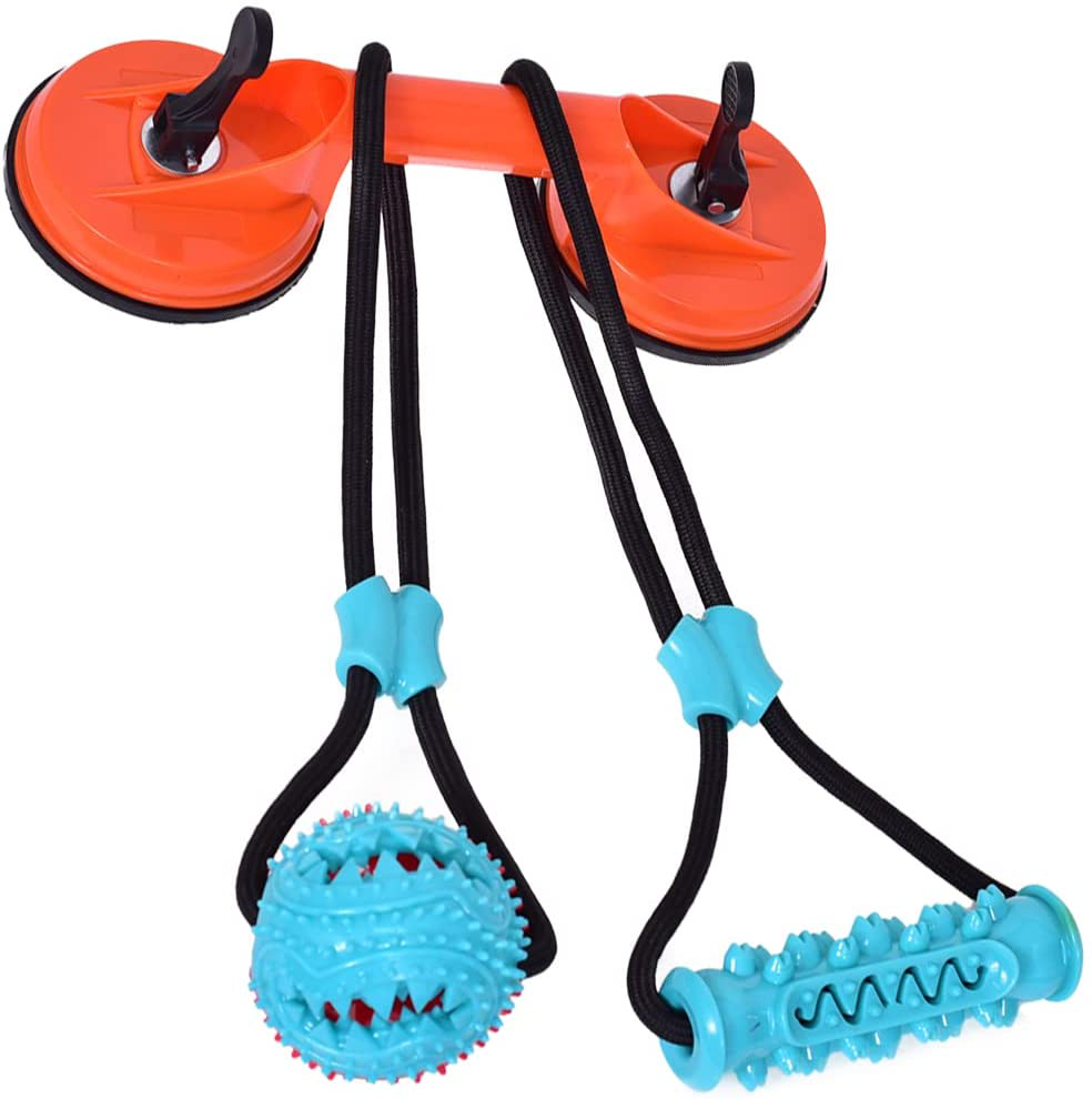 SELAPET Dog Toy Set of 2 Toys with Suction Cup - Tug of War Style with Rope, Dogs Interactive Ball, Large Aggressive Chewers & Puppy - Wear-Resistant Pull, Teeth-Cleaning Chew, Multifunctional Design Animals & Pet Supplies > Pet Supplies > Dog Supplies > Dog Toys SELAPET   