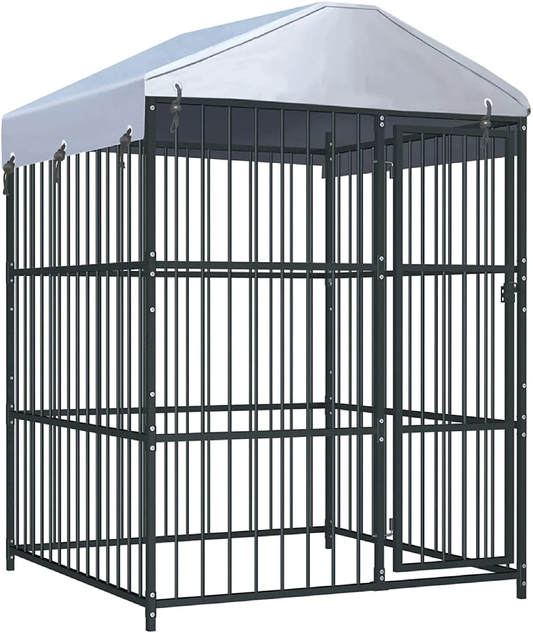 K&A Company Dog Kennel & Run, Outdoor Dog Kennel with Roof 59.1"X59.1"X82.7" Animals & Pet Supplies > Pet Supplies > Dog Supplies > Dog Kennels & Runs K&A Company   