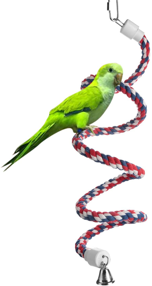 Aigou Bird Spiral Rope Perch, Cotton Parrot Swing Climbing Standing Toys with Bell Animals & Pet Supplies > Pet Supplies > Bird Supplies > Bird Toys Aigou Small - 52 inch  