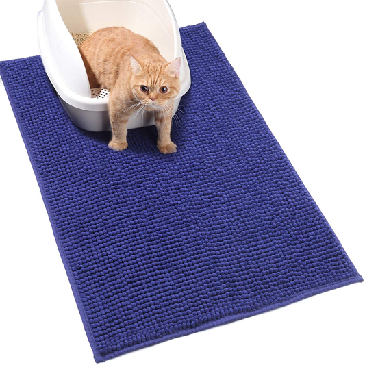 Vivaglory Cat Litter Mats, 31"× 20" Large or 35"× 25" Extra Large Super Soft Microfiber Pet Mats for Litter Boxes with Waterproof Back, Machine Washable Animals & Pet Supplies > Pet Supplies > Cat Supplies > Cat Litter Box Mats Vivaglory Navy Blue Large-31"× 20" 