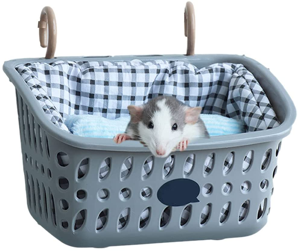 Jwshang Rat Bed, Hamster Hammock Hanging Basket Warm Bed, Rat Cage Accessories and Habitats, Small Animals Removable Nest Mat for Hamster, Sugar Glider, Rat Animals & Pet Supplies > Pet Supplies > Small Animal Supplies > Small Animal Habitat Accessories JWShang grey  