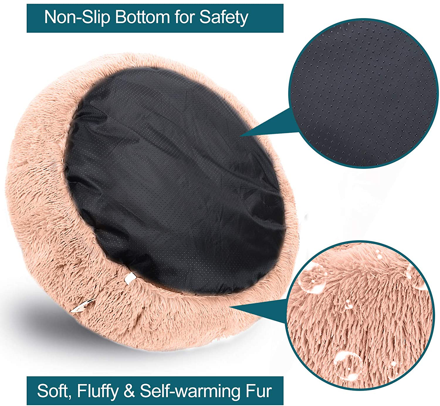 Calming Dog Beds for Large Medium Small Dogs, 24/32Inch Fluffy Cat Bed Donut Cuddler round Dog Beds, Ultra Soft Anti-Anxiety Pet Beds, Safe Faux Fur Material, Machine Washable Animals & Pet Supplies > Pet Supplies > Dog Supplies > Dog Beds Wiseek   