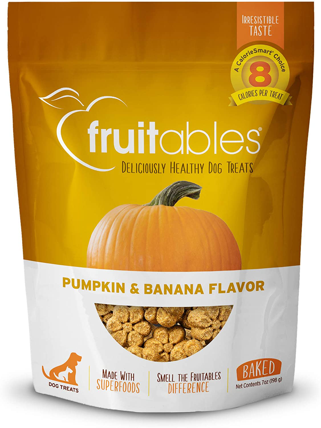 Fruitables Baked Dog Treats | Pumpkin Treats for Dogs | Healthy Low Calorie Treats | Free of Wheat, Corn and Soy Animals & Pet Supplies > Pet Supplies > Dog Supplies > Dog Treats Fruitables Pumpkin and Banana 7 oz 