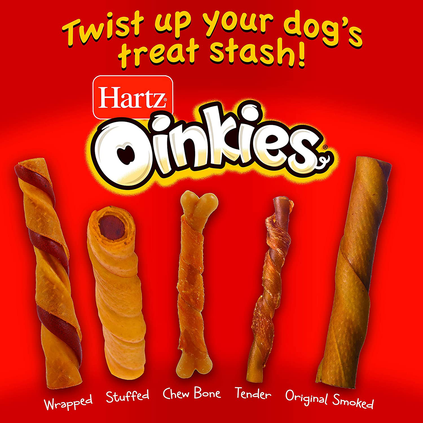 Hartz Oinkies Rawhide-Free Chicken-Wrapped Lasting Chew Bone Dog Treats, Various Sizes, Highly Digestible, No Artificial Flavors or Colors