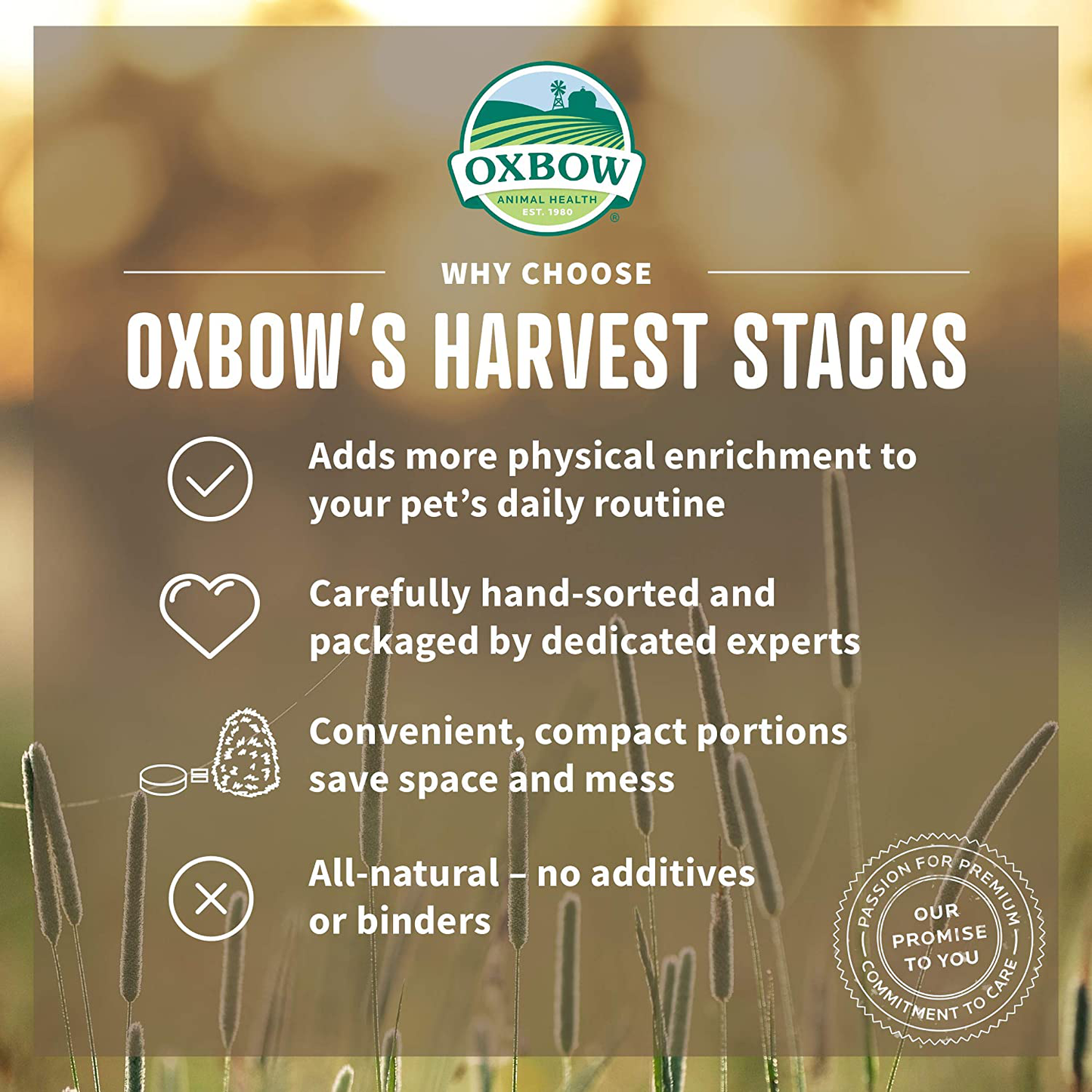 Oxbow Animal Health Harvest Hay Stacks - Western Timothy Hay - All Natural Hay for Small Pets - 35 Oz.