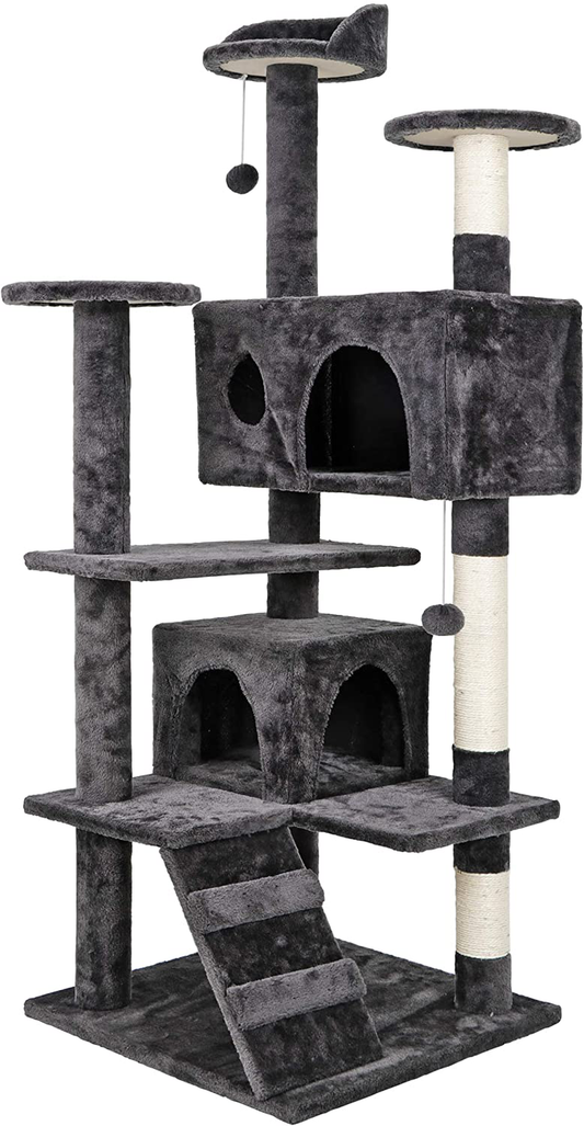 Nova Microdermabrasion 53 Inches Multi-Level Cat Tree Stand House Furniture Kittens Activity Tower with Scratching Posts Kitty Pet Play House Animals & Pet Supplies > Pet Supplies > Cat Supplies > Cat Furniture Nova Microdermabrasion Grey  