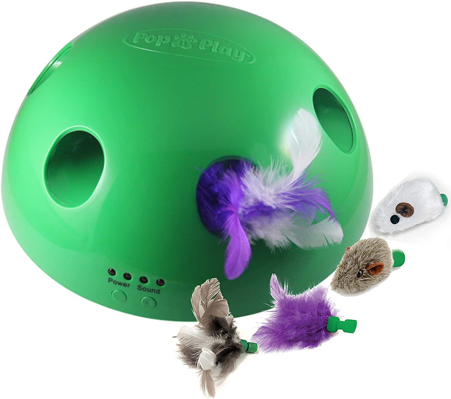 Allstar Innovations Pop N’ Play Interactive Motion Cat Toy, Includes: Electronic Smart Random Moving Feather & Mouse Teaser, Mouse Squeak Sound Optional & Auto Shut Off. Best Cat Toy Ever! Animals & Pet Supplies > Pet Supplies > Cat Supplies > Cat Toys Allstar Innovations Pop N Play Deluxe  