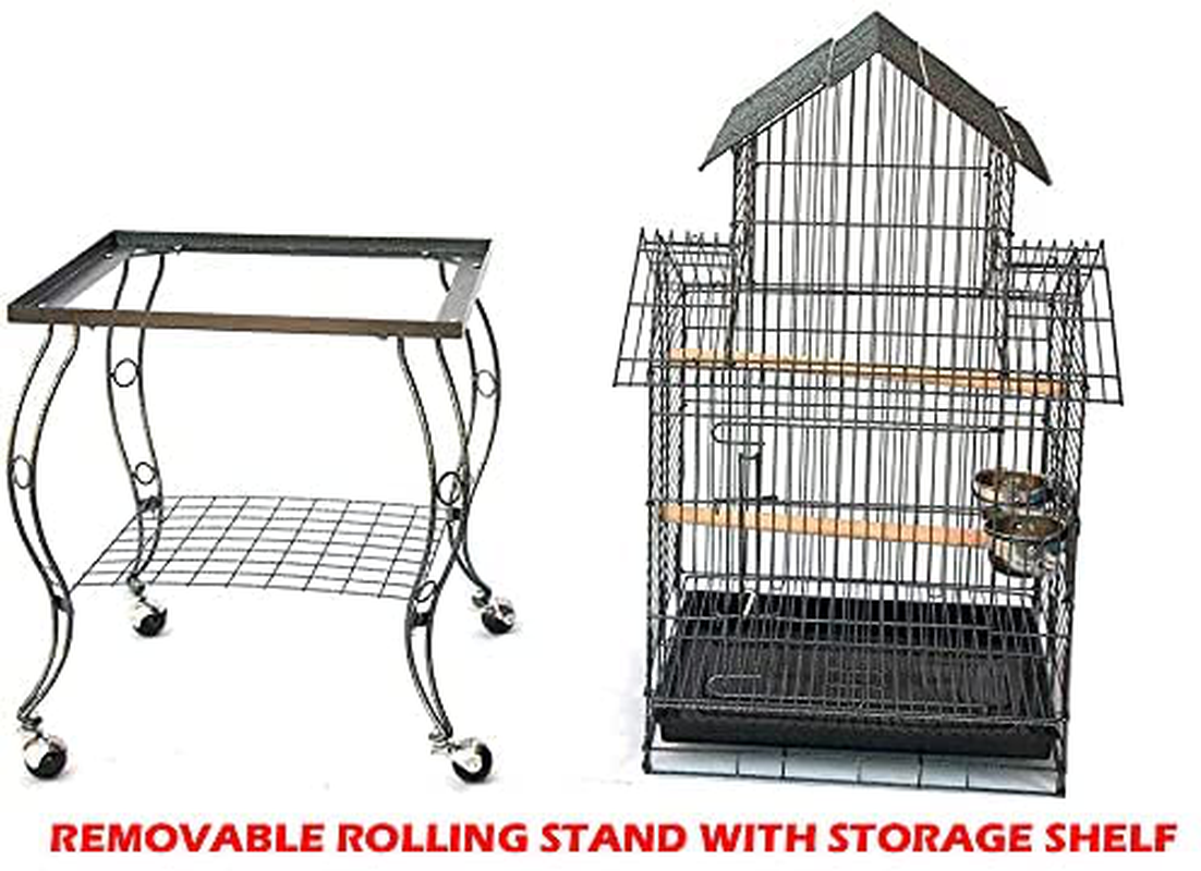 Large 20-Inch Pagoda House Roof Top Parrot Lovebird Cockatiel Cockatiels Parakeets Cage with Stand, Black Vein Animals & Pet Supplies > Pet Supplies > Bird Supplies > Bird Cages & Stands Mcage   