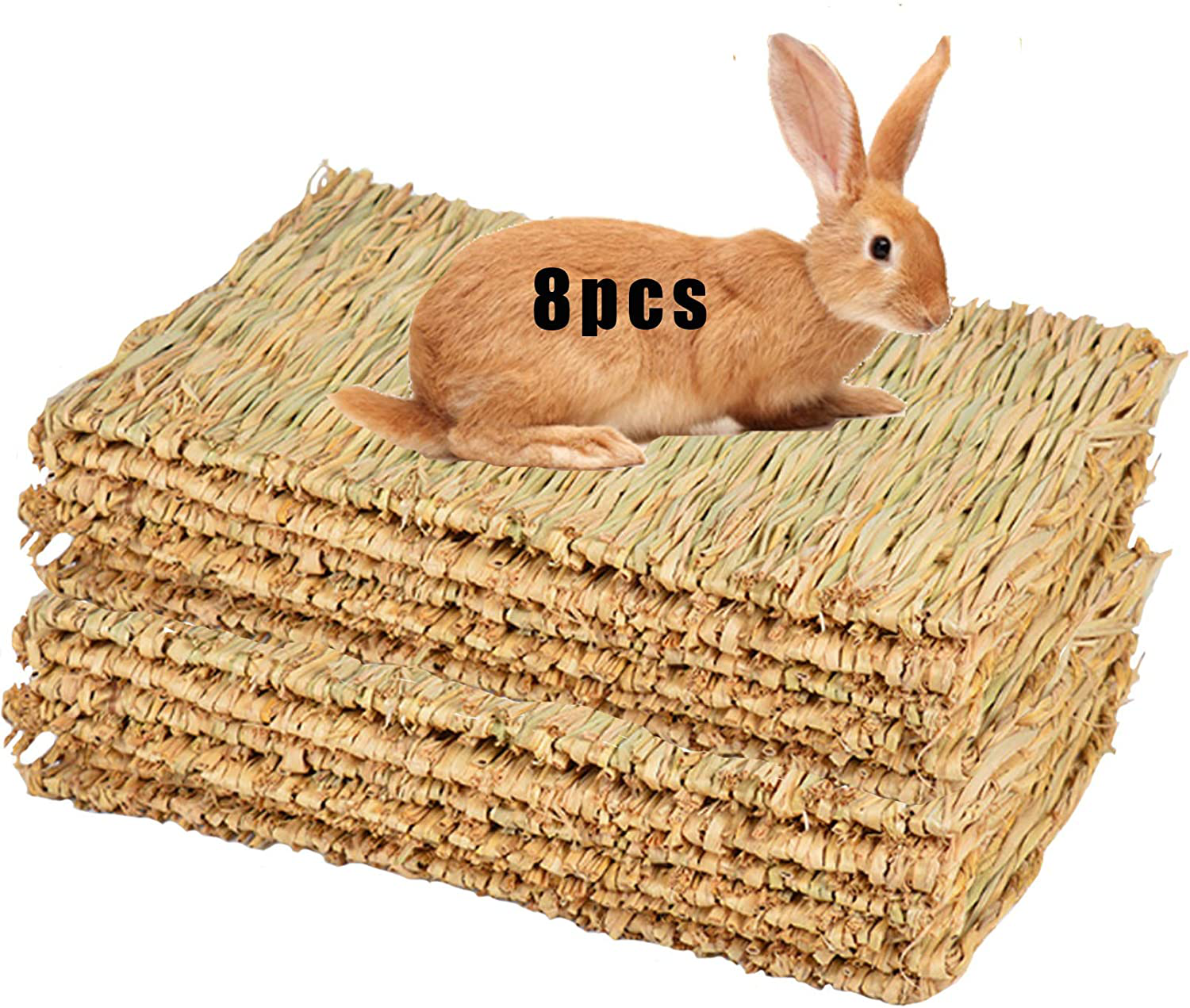 Grass Mat for Rabbit Bunny Chew Toys Woven Bed Mat for Guinea Pig Chinchilla Squirrel Hamster Cat Dog and Small Animal