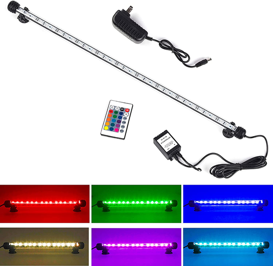 Color Changing Aquarium Lights LED Underwater Fish Tank Light RGB Waterproof Dim Adjustable Memory Submersible Remote Control Sucker Hang Lights Background Decor Waterfall Lights, 27 Inch Animals & Pet Supplies > Pet Supplies > Fish Supplies > Aquarium Lighting S SMIFUL 27"- colored  