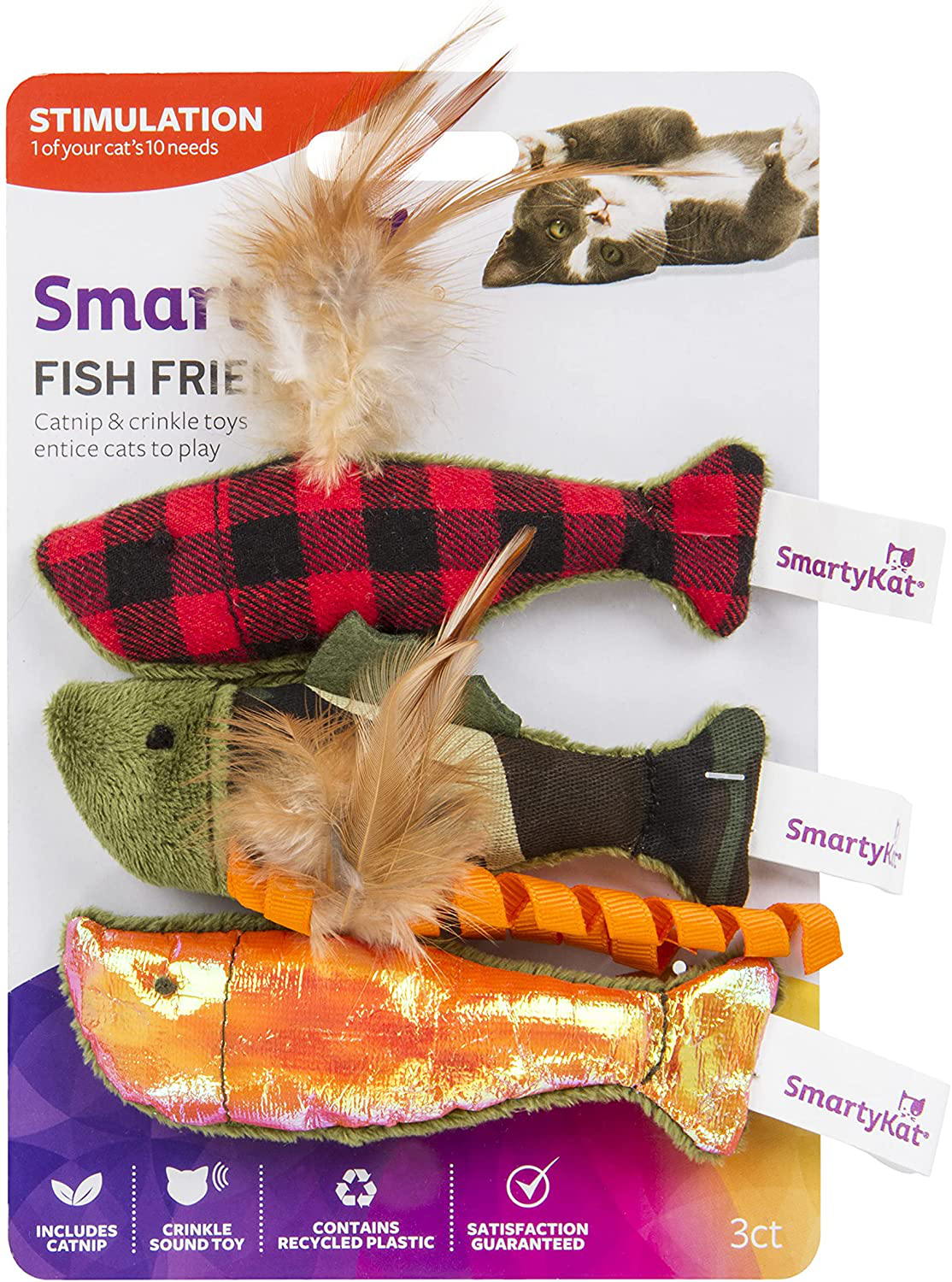 Smartykat Fish Friends Crinkle and Catnip Cat Toys Animals & Pet Supplies > Pet Supplies > Cat Supplies > Cat Toys SmartyKat   