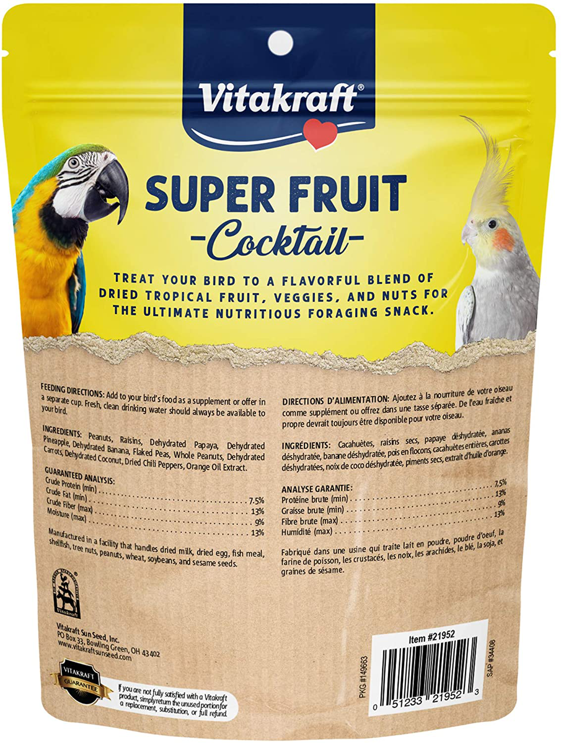 Vitakraft Fresh Super Fruit Cocktail Tropical Treat for Parrots & Birds, 20 Oz Animals & Pet Supplies > Pet Supplies > Bird Supplies > Bird Treats Vitakraft   