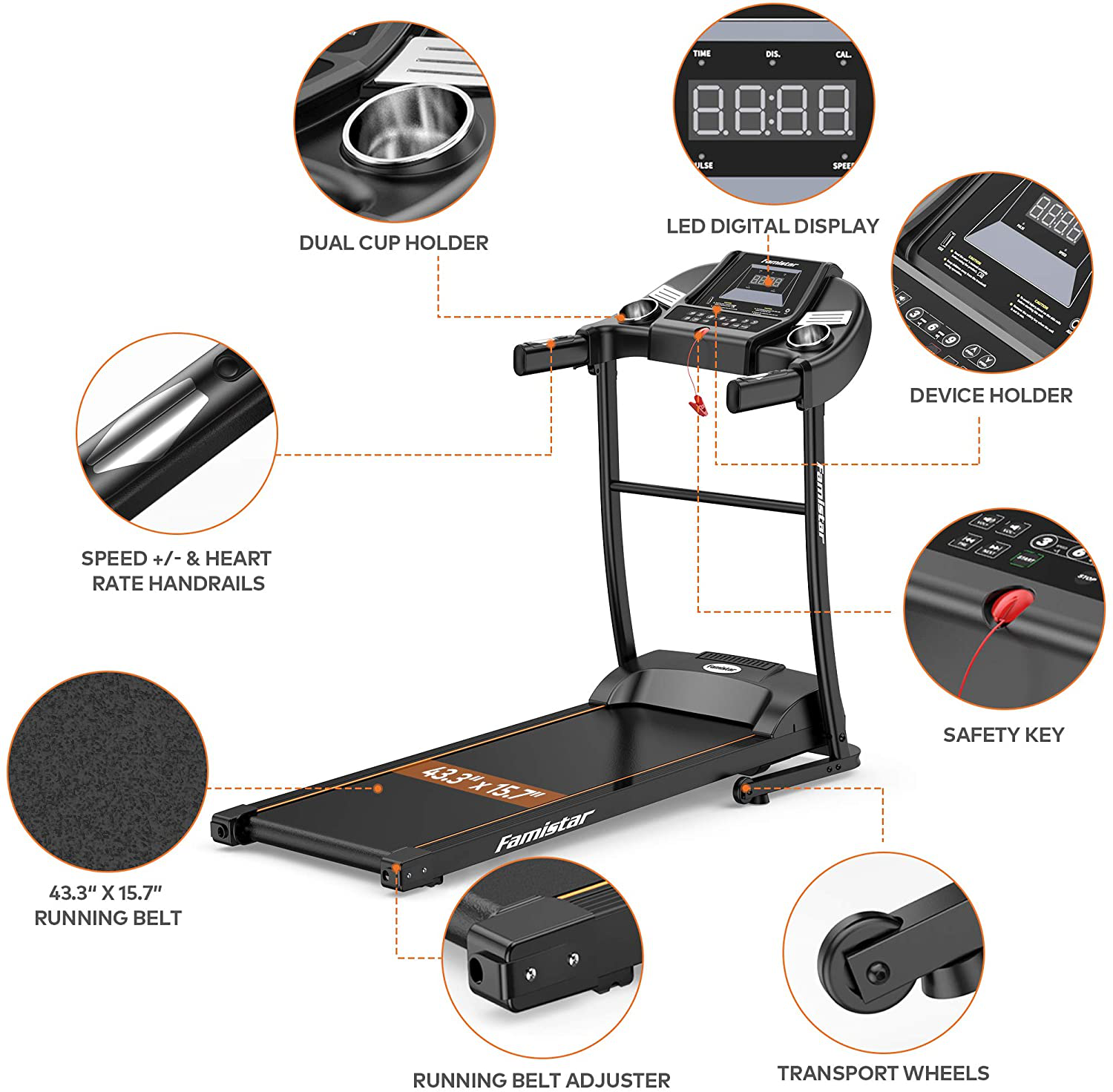 Treadmill with Incline for Home - Famistar Space Saving Electric Treadmill Running Machine for Home Jogging Running Walking with 3 Modes | MP3 Player | 12 Programs | LCD Display Folding and Compact Design Animals & Pet Supplies > Pet Supplies > Dog Supplies > Dog Treadmills Famistar   
