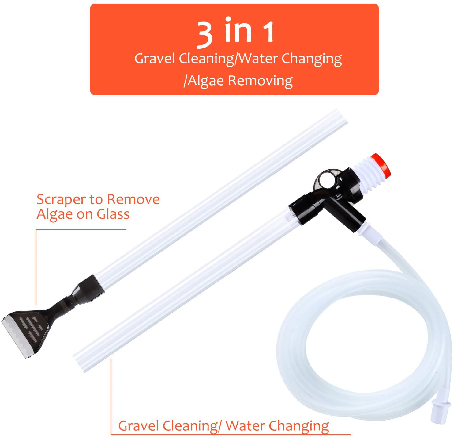 Aquamiracle Aquarium Gravel Cleaner, Fish Tank Siphon Cleaner, Long Nozzle Quick Water Changer for Water Changing and Filter Gravel Cleaning with Adjustable Water Flow Controller Animals & Pet Supplies > Pet Supplies > Fish Supplies > Aquarium Cleaning Supplies AquaMiracle   