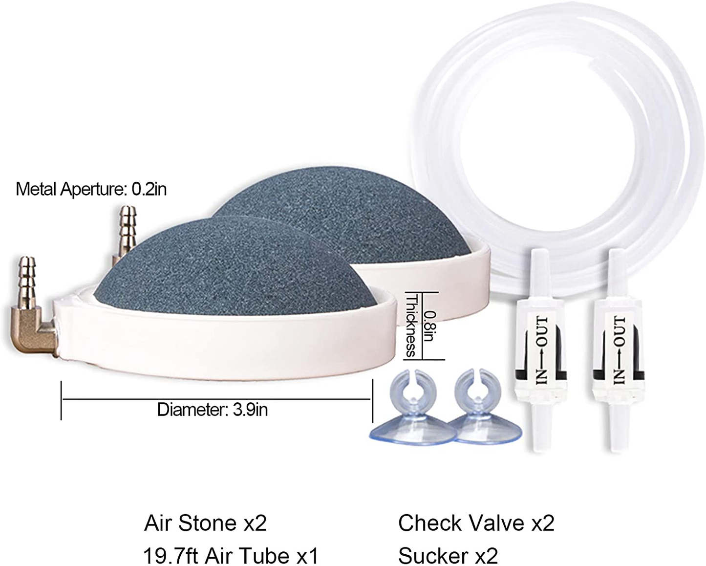 Kaiyopop Air Stone for Aquarium, Bubbler Diffuser Bubble Stone, Air Stone Kit with Suction Cups, Check Valves and Airline Tubes for Hydroponics Aquarium Fish Tank (2 Pack) Animals & Pet Supplies > Pet Supplies > Fish Supplies > Aquarium Air Stones & Diffusers Kaiyopop   