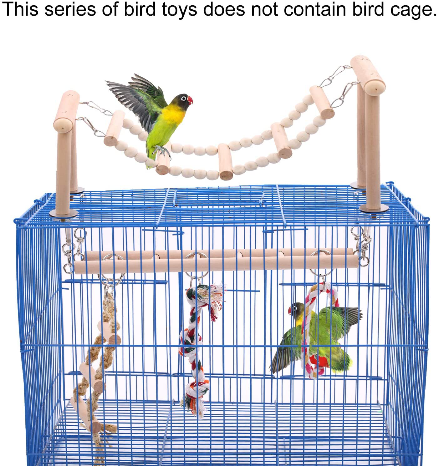 SAWMONG Bird Parrot Toys Bird Perch Stand Pet Birds Swing Climbing Ladder with Chewing Toys Playground Accessories for Small Parakeets Cockatiels Conures Lovebirds
