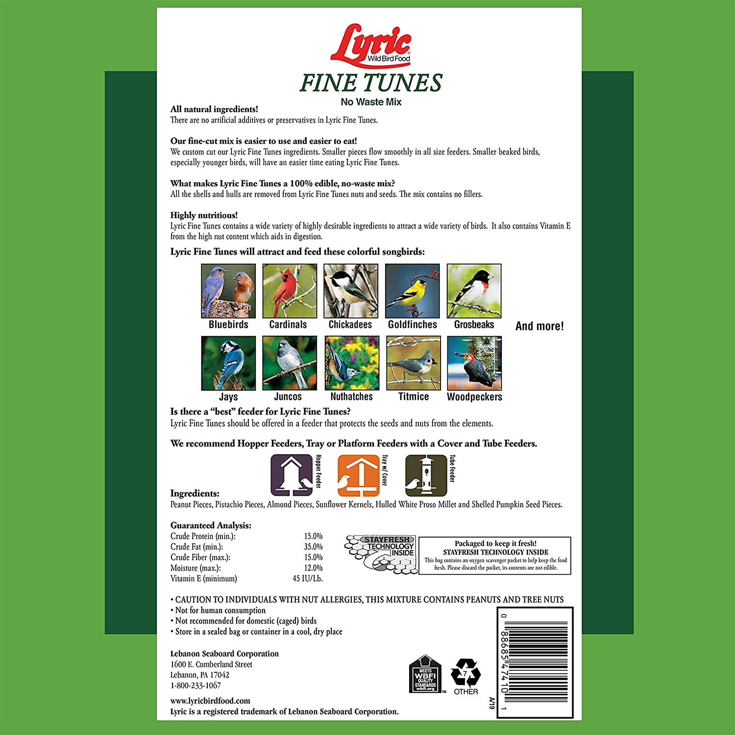 Lyric 2647440 Fine Tunes No Waste Bird Seed Mix, 15 Lb Animals & Pet Supplies > Pet Supplies > Bird Supplies > Bird Food Lyric   