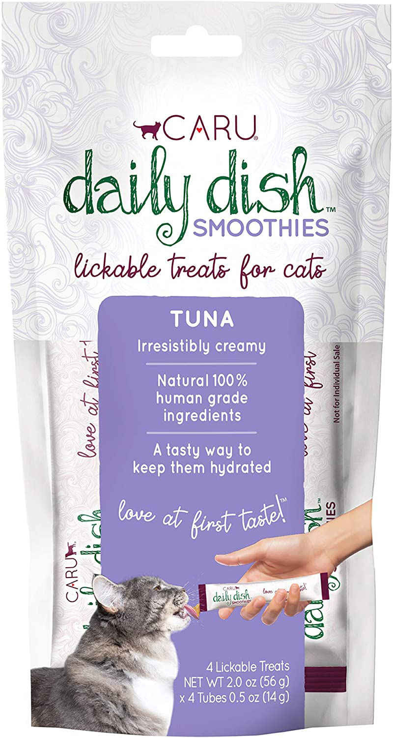 CARU Daily Dish Smoothies Lickable Treats for Cats,100% Natural, (Pack of 4) - 56 G/2 Oz Animals & Pet Supplies > Pet Supplies > Cat Supplies > Cat Treats Caru Tuna  
