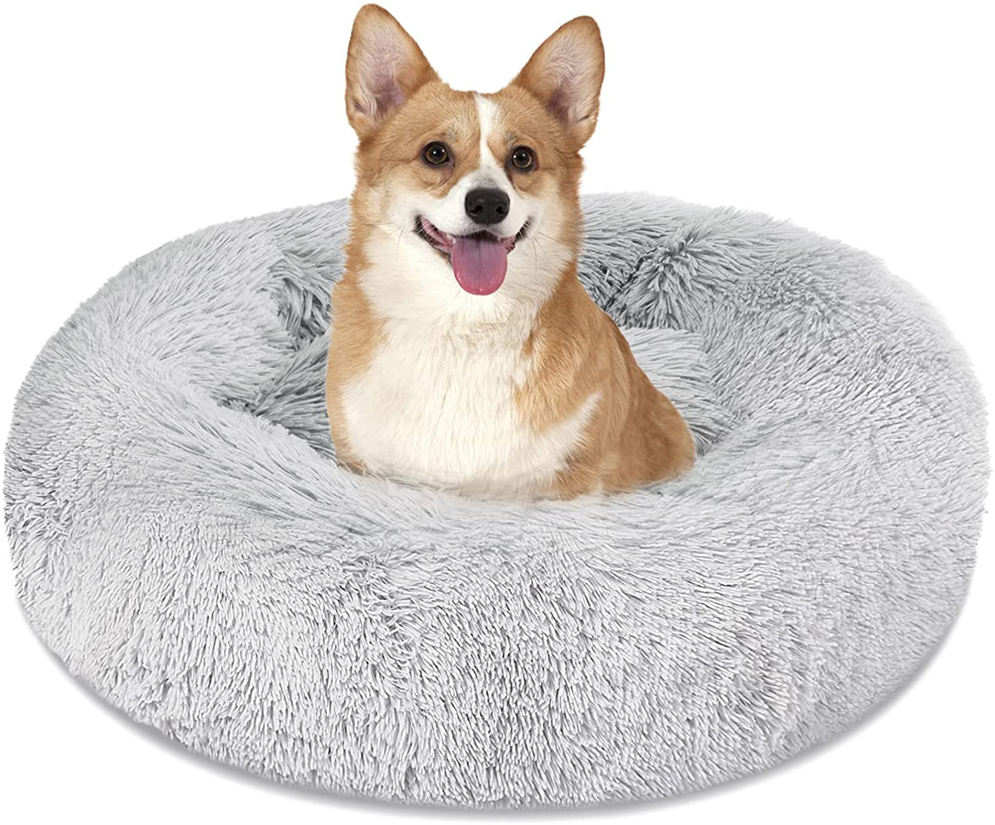 Calming Dog Bed Cat Bed, Washable round Dog Bed - 23/30/36 Inches Anti-Slip Faux Fur Donut Cuddler Cat Bed for Small Medium Large Dogs - Fits up to 25/45/100 Lbs - Waterproof Bottom