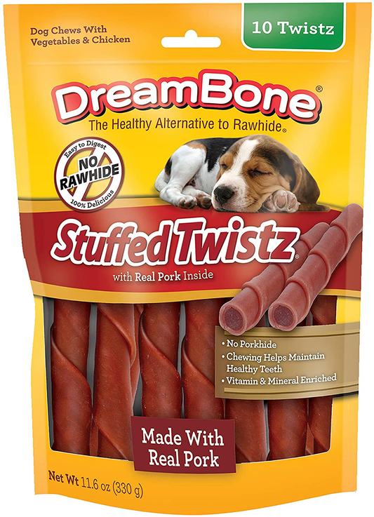 Dreambone Stuffed Twistz 10 Count, Rawhide-Free Chews Animals & Pet Supplies > Pet Supplies > Dog Supplies > Dog Treats Smart Bone   