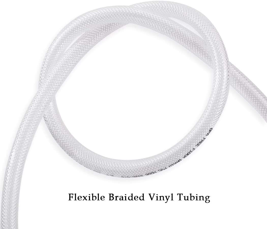 DAVCO 3/4" ID × 1" OD - 25 Ft Clear Braided Plastic Vinyl Tubing Flexible High Pressure Reinforced PVC Hose