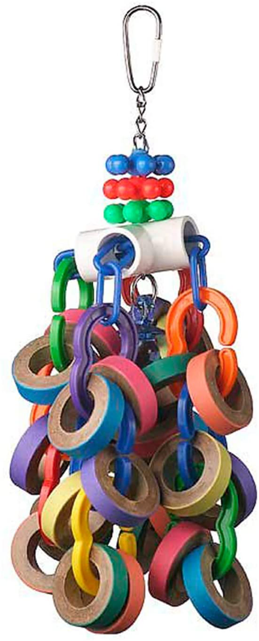 Super Bird SB1107 Chewable Paper Bagel Cascade Bird Toy with Colorful Plastic Chains, Large Size, 15” X 4.5” Animals & Pet Supplies > Pet Supplies > Bird Supplies > Bird Toys Super Bird Creations   