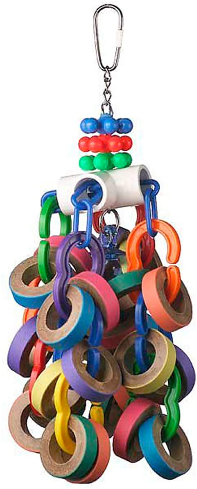 Super Bird SB1107 Chewable Paper Bagel Cascade Bird Toy with Colorful Plastic Chains, Large Size, 15” X 4.5”