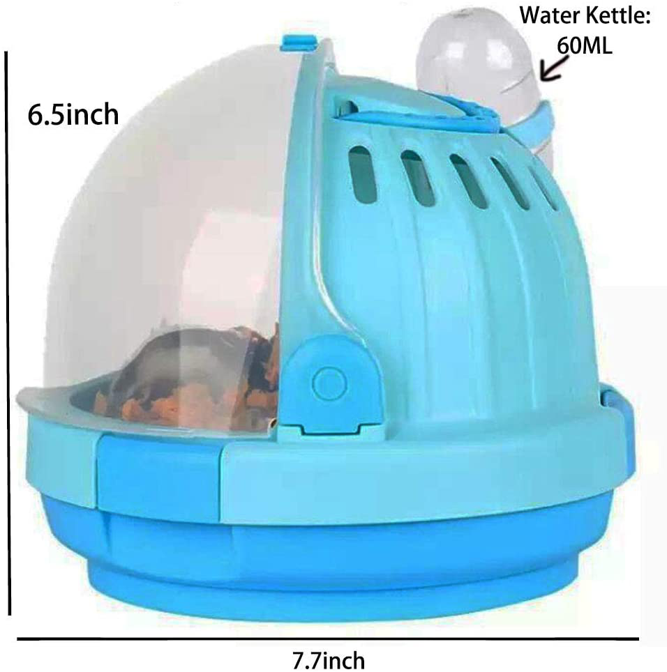 Hamiledyi Hamster Carrier Cage Portable Transport Unit for Dwarf Hamster, Small Animal Habitat, Travel Handbags &Outdoor Carrier Vacation House Hamster Accessories with 60ML Water Bottle