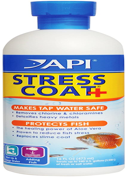 API Stress Coat Water Conditioner, Makes Tap Water Safe, Replaces Fish'S Protective Coat Damaged by Handling or Fish Fighting, Use When Adding or Changing Water, Adding Fish and When Fish Are Injured Animals & Pet Supplies > Pet Supplies > Fish Supplies > Aquarium Cleaning Supplies API Aquarium Treatment 16 Fl Oz (Pack of 1) 